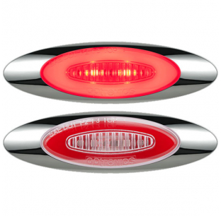 6 LED Red GloLight M5 Series Marker and Clearance Light with .180 Male Bullet Plugs