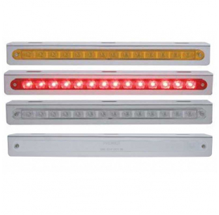 Stainless Steel Light Bracket with 14 LED 12 Inch Strip Light - Red or Amber LED, 3 Prong Functionality, Fits Most Trucks