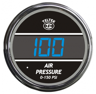 Kenworth Air Pressure Gauge 0-150 PSI, Blue with Chrome Bezel