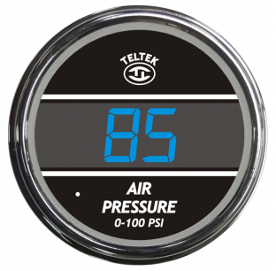 Kenworth Air Pressure Gauge 0-100 PSI, Blue with Chrome Bezel