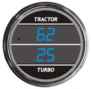 Kenworth Dual Display Tractor Turbo PSI, Blue with Chrome Bezel