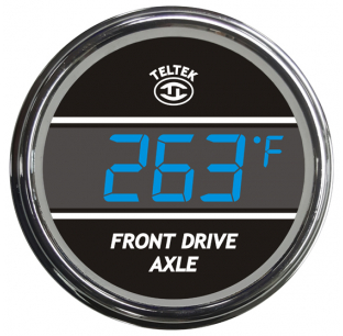 Kenworth Front Drive Axle Temp Gauges, Blue with Chrome Bezel, Accurate Temperature Monitoring