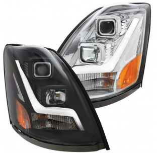 Volvo VN/VNL 2004+ Projection Headlight with LED Light Bar - Enhanced Visibility and Modern Design