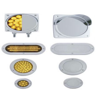 Chrome Plastic Mirror Light Bezel, 7 Options, Fits Most Trucks, United Pacific, 6-Month Warranty