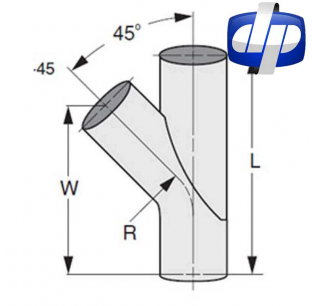 Aluminized Plain End 45 Degree Exhaust Divider - 4 & 5 Inch Sizes, Various Lengths and Widths