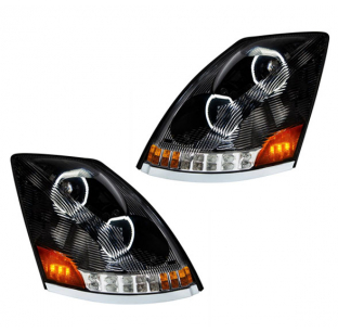 Volvo VN VNL 2003-2017 Black 10 LED Headlight - High-Quality Replacement Part