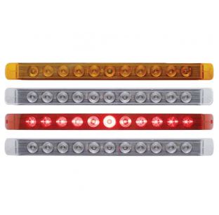 11 LED 17 Inch Light Bar - Stop/Turn/Tail/Park/Clearance Light, Amber/Red LEDs, Fits Most Trucks, United Pacific 10 Year Warranty