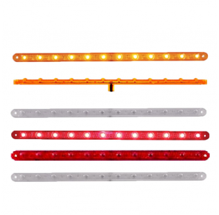 12 LED 12 Inch Ultra Slim Turn Signal Light Bar - Amber/Red LEDs, Clear Lens, Fits Most Trucks, United Pacific 2 Year Warranty