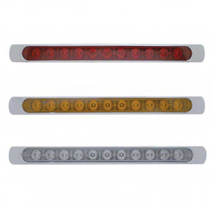 11 LED 17 Inch Turn Signal Light Bar with Chrome Bezel - Amber/Red LEDs, Fits Most Trucks, United Pacific, 6-Month Warranty