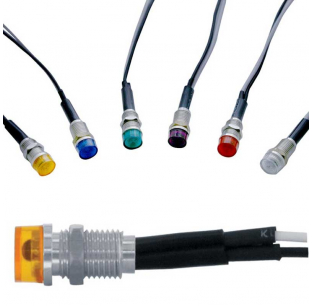Super Bright LED Indicator Light with 6 Color Options - Amber, Blue, Green, Purple, Red, White - 12V, 1/4 Inch Diameter