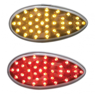 39 LED Teardrop Auxiliary Light with Chrome Lens - Amber/Red LEDs, Fits Most Trucks, United Pacific, 6-Month Warranty