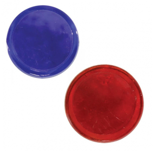 Color Glass Dots and Chrome Rims - 5/16 Inch Diameter, Available in Blue or Red, Short Chrome Rim or Glass Dots Only