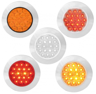 4 Inch Flange Mount LED Light with Chrome Twist-On Bezel - Fleet Series - Available in Multiple Colors and Functions