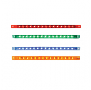 12 Inch Ultra Thin LED Marker Light Bar with Chrome Bezel - Sealed Polycarbonate Lens, Surface Mount, Multiple LED Colors
