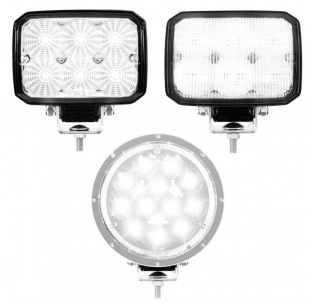 High Power LED Work/Flood Light, Rugged Design, Aluminum Black Powder Coated Housing, 12-36V, 1010-3450 Lumens, Adjustable Mounting, Heavy Duty