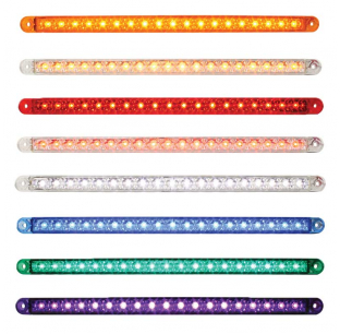 19 LED 12 Inch Dual Function Light Bar - Multiple Colors, Sealed Polycarbonate Lens, Turn, Marker, Clearance Functions