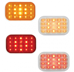 Rectangular Spyder LED Light with Stainless Steel Bezel, Sealed Polycarbonate Lens, 20-12V LED, 5x3x1 Inches, Park/Turn/Clearance, Stop/Turn/Tail Functions