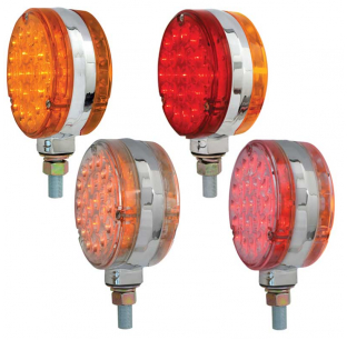 4 Inch Double Faced Pearl LED Lights - 24 LEDs Per Side, Polycarbonate Lens, Chrome Housing, Multiple Color Options