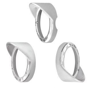 Chrome Plastic Bezel with Visor for 4 Inch Pearl LED Pedestal Lights - Easy Installation with Mounting Screws Included