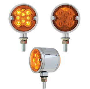 Double Face Spyder LED Pedestal Light - Chrome Housing, Dual High/Low Functions, Amber/Red LED Options