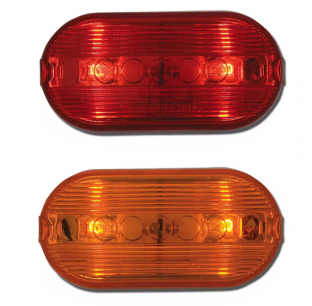 Oblong Two Bulb Marker Light with White Base, Snap-On Acrylic Lens, ABS Housing, 4x2x1 Inches, 12V, Amber or Red