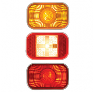 Rectangular Sealed Light with Black Rubber Grommet, Polycarbonate Lens, 12V, 5-5/16 x 3-7/16 x 1-15/16, 3 Prong Pigtail