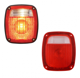 Multi-Function Three Stud Combination Light with Polycarbonate Housing and Acrylic Lens, 12V Bulbs, Red and Clear Lens, 6-5/8 x 5-3/4 x 2-13/16