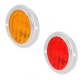 3 Inch Round Reflector with Aluminum 2 Hole Screw Mount Base - Amber or Red