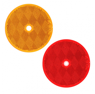 3-1/4 Inch Round Acrylic Reflector with Center Mounting Hole - Improves Visibility, DOT/SAE Compliant, Amber or Red
