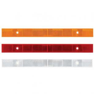 12 Inch Reflector Strip with Two Mounting Holes, Available in Amber, Red, or White, Fits Most Truck Models