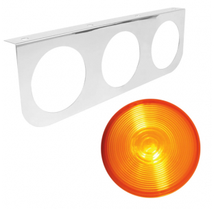 Chrome Triple Light L Shape Bracket with 4 Sealed Incandescent Lights, Chrome Plated Steel, 18 x5-7/8 x1-3/8 , Includes Grommet and Pigtail