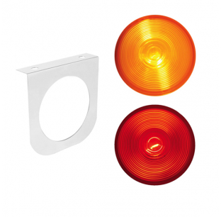 Chrome L Shape Mounting Brackets with 4 Flat Incandescent Lights - Chrome Plated Steel, 6 x5-7/8 x1-3/8 , Kit Includes Bracket, Lights, Grommet, Pigtail