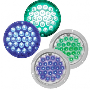 4 Inch Pearl 24 LED Light, Blue or Green, 8 Options, Decorative Interior Use, Dual Function, Acrylic Lens