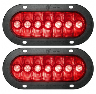 LumenX Oval LED 7 Diode Red Stop, Turn, Tail Light with Flange Mount