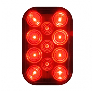 Red LED Rectangular Stop, Turn, and Tail Light for Vehicles