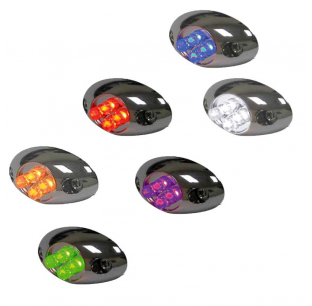 4 Diode Courtesy LED Light with Chrome Housing, Water Resistant, Multiple Colors, Fits Most Trucks