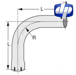 90 Degree Standard Radius Expanded/Slotted Elbow - Bare, Sizes 2-6 Inch, Lengths 9-23 Inch, Radii 4-12 Inch