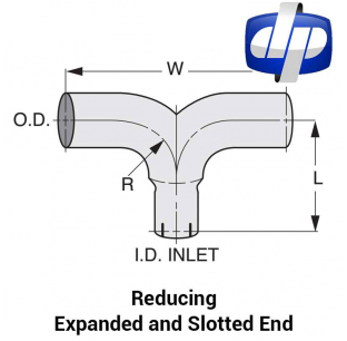 Reducing Expanded/Slotted End Y-Divider Adaptor for Exhaust Systems - Various Sizes and Specifications