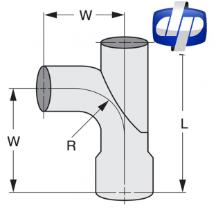 Plain End Exhaust T-Divider Expanded Adaptor, Sizes 3-6 Inch, Lengths 9-13.5 Inch, Part Numbers 34P-3040 to 34P-5060