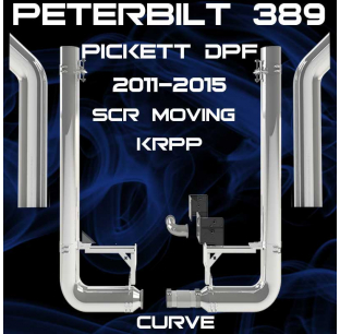 8 Inch 90 Degree Elbow for Peterbilt 389 DayCab 2011-2015 DPF+SCR, Chrome, Dynaflex Kit