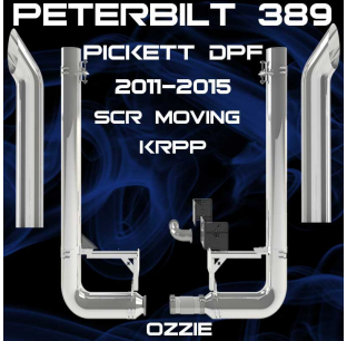 8 Inch 90 Degree Peterbilt Unitbilt T4 389 2011-2015 Exhaust Kit with Chrome Elbows and Customizable Top Stacks