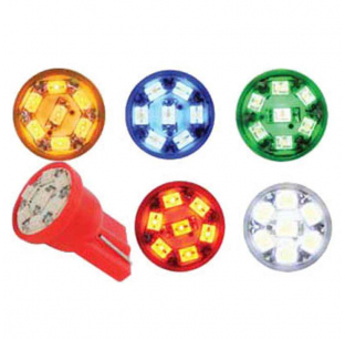 LED Light Bulbs - 7 Diodes - Direct Replacement for #194/168 - Available in Amber, Blue, Green, Red, White - Sold in Pairs