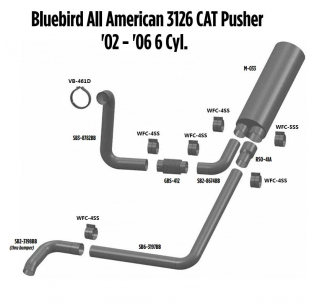 Bluebird All American 3126 CAT Pusher Exhaust Layout - Fits and Features