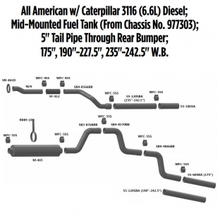 Bluebird All-American Caterpillar Mid Mount Fuel Exhaust Layout - Clean and Efficient Design