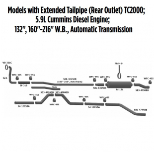 Bluebird Extended Tailpipe Exhaust Layout - Fits Various Models, Clean Design