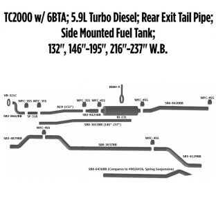 Bluebird TC2000 5.9L Rear Exit Tailpipe Exhaust Layout - Fits Perfectly, Clean Design