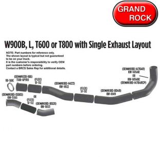 Grand Rock Kenworth W900B, L, T600, T800 Single Side Exhaust Layout