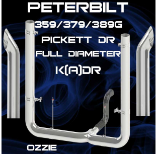 8 Inch Peterbilt 359/379/389G 55 Inch Full Exhaust Kit with Customizable Top Stacks Options