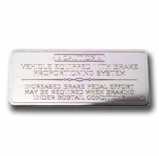 Stainless Steel Brake Proportioning Statement Plate for 1982-2001 Kenworth