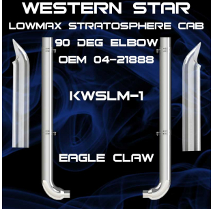 8 Inch Western Star LowMax Stratosphere Exhaust Kit 2002-2006 with 90 Degree Elbow, Chrome Finish, Fits Flat Top Cab Models